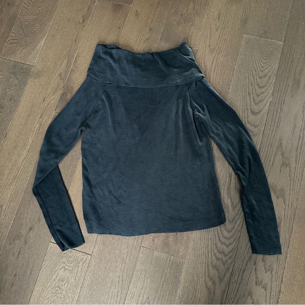 MM Lafleur Asymmetrical Grayish Blue Long Sleeve Shirt Size Small